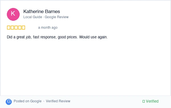 5-star Google review from Natalie A. - clear communication